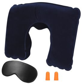 Travel Pillow Inflatable U Shape Neck Pillow Neck Support Head Rest Office Nap Car Airplane Cushion (Option: UInflatablePillowDaBlu)