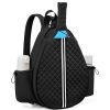 Pickleball Sling Bag for Men Women Waterproof Badminton Tennis Backpack with Wet Pocket Hidden Fence Hook Machine Washable