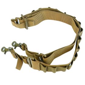 Tactical Shotgun Sling 2 Point Gun Sling Adjustable Shoulder Strap Rifle Shotgun Belts w/ 15-Shell Holders (Option: SinglePointGunSlingKhali)