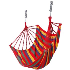 440LBS Hammock Hanging Chair Canvas Porch Patio Swing Seat Portable Camping Rope Seat w/ 2Pillows (Option: HangHammockChairRed)