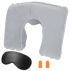 Travel Pillow Inflatable U Shape Neck Pillow Neck Support Head Rest Office Nap Car Airplane Cushion (Option: UInflatablePillowGrey)
